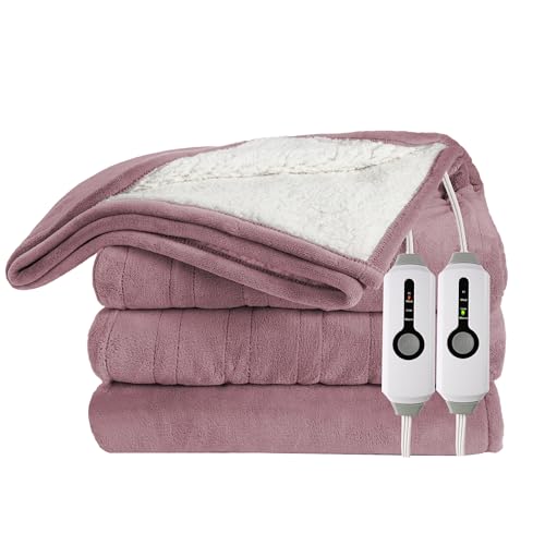 ONDAN Electric Heated Blanket 84"x90" Queen Size, Berry — view 5