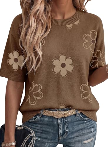 Brown Printed Knit Top
