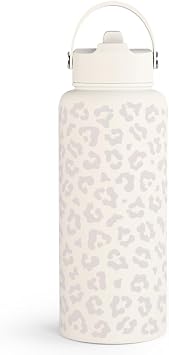 Leopard Water Bottle 32oz Stainless Steel Vacuum Insulated with Lid, Leopard Print Water Bottles for Gym Sports Travel Outdoor, Gifts for Women Girls Ladies Birthday Christmas