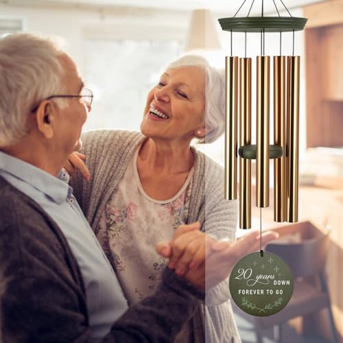 Image of ASTARIN Personalized 20th 50th Anniversary Wind Chime, Happy Anniversary Wedding Valentine's Day Gift for Wife Husband Men Women, Gold Keepsake Decoration for Parents Couples