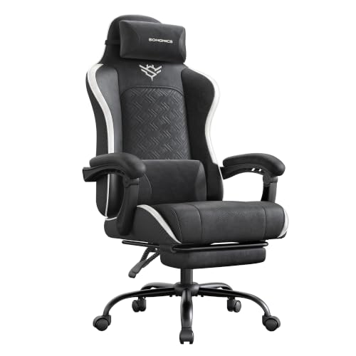SONGMICS Fotel gamingowy, krzesło biurowe, ergonomiczny, podnóżek