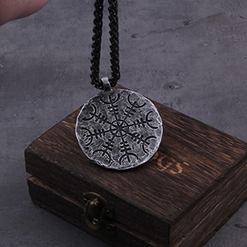 Amulette païenne boussole en collier viking : bijou talisman pour guide spirituel