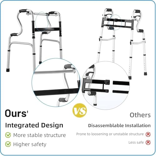 Andador rodante de aluminio ligero con asiento plegable, altura ajustable, ruedas de rodamiento suave, pasamanos resistentes para personas mayores y ancianos