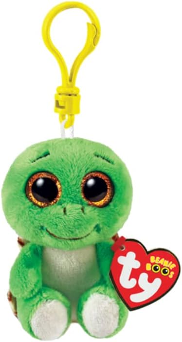 Ty Anillo Porta Llaves Beanie Boos Clips-Taruga-Turbo-Verde y marrón-con Ojos Dorados Brillante-El Peluche con Ojos Grandes brillantes-12 cm-35250, Multicolor, T35250