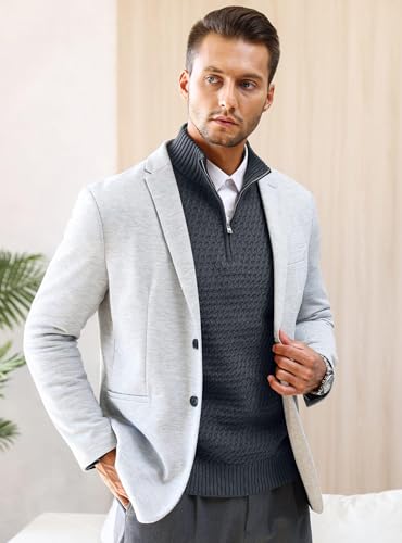 HYPESTFIT Pull Homme 1/4 Zip - Pullover Tricoté à Col Montant avec Fermeture Éclair, Manches Longues et Poignets Côtelés – vue 2