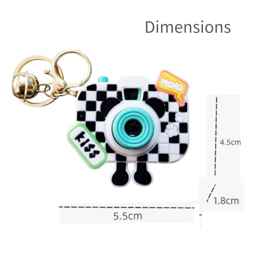 Image of Mini Projector Camera Toy with Bell, Plastic Multicolor Design, Light Projection Feature, Cartoon Keychain for Kids