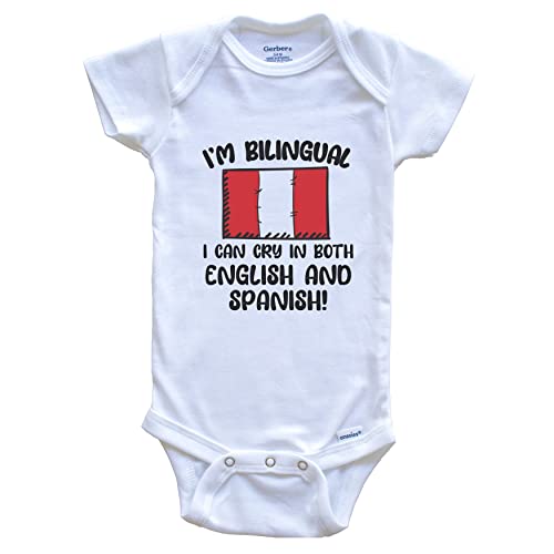 I'm Bilingual I Can Cry in Both English and Spanish Funny Peruvian Flag Baby Bodysuit - Peru One Piece