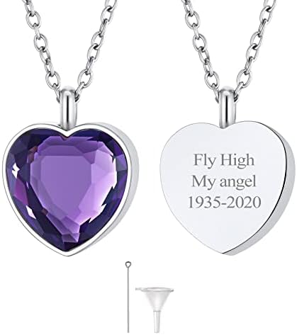 FindChic Waterproof Birthstone Ashes Necklace for Women Men Memorial Keepsake Urn Jewelery with Filling Kit Crystal Vial Necklace