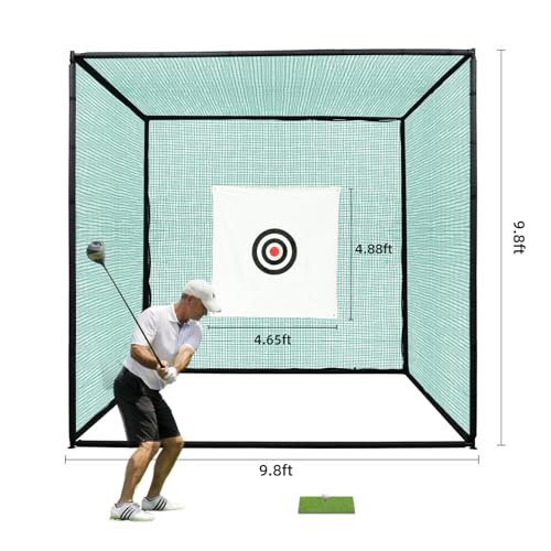 MOONACE Golf Net for Backyard Driving Real Balls, 10x10x10 Ft Golf Hitting Net for Garage,Indoor/Outdoor Practice Net