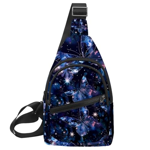 Mochila cruzada de mariposa morada con correa ajustable y diseño multicolor Fancy talla única