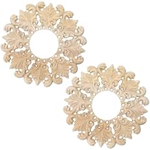 Semetall 2PCS Ceiling Medallion Decorative Ceiling Fan Medallion Round Home Lighting Ceiling Medallion Ring for Light Fixtures Ceiling Fans Chandeliers,9.25"ODx3.15"ID Rubber Wood-Style 5