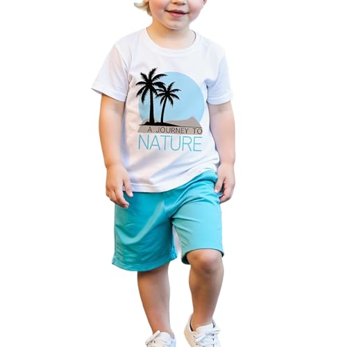 Summer Hawaiian Shirts for Boys, Print Tank Tops and Orange Shorts Beach Vacation Clothes for kids