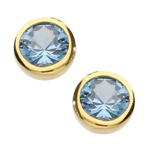 Image of 9ct Gold on Silver London Blue Topaz Stud Earrings - December Birthstone
