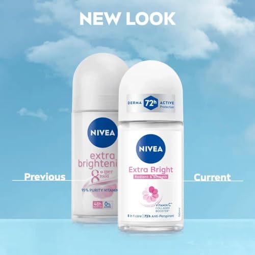 NIVEA Extra Brightening Flavor, Roll-On Deodorant, Alcohol-Free, 48HR Odor Protection, 50ml, 1.69oz, Pack of 3 - image 4