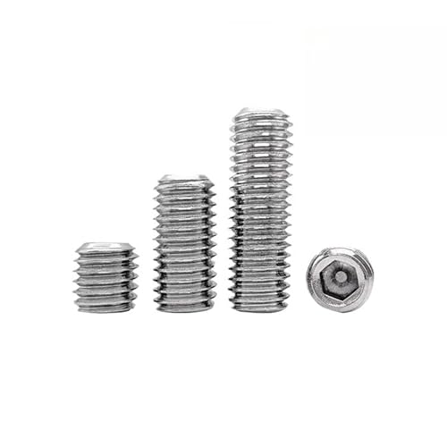 304 Stainless Steel Hex Socket Set Screws Cup Point Grub Screws Assortment Kit 2# 4# 5# 6# 8# Allen Head Drive Fasteners for Machinery Furniture Automotive Repair Hardware (200,UNC 10#-24 x 3/16)