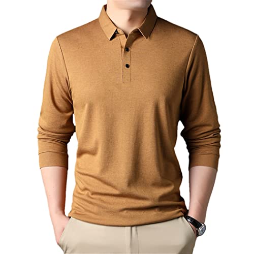 Polo homme manches longues en laine mélangée coupe casual