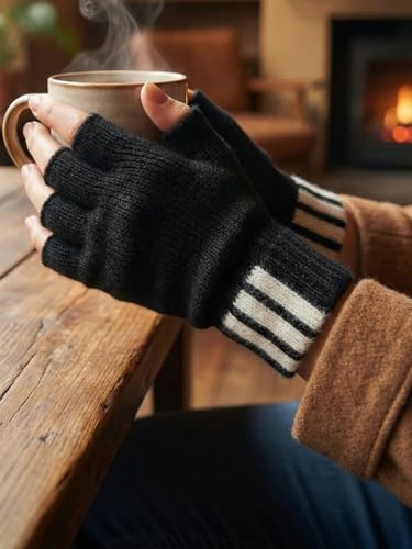 Amazon Brand - Nora Nico Acrowool Fingerless Gloves for Men