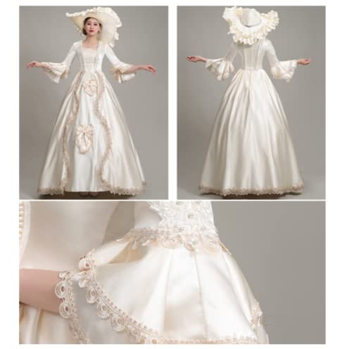 Phil Beauty Medieval Wedding Dress Luxury Court Cake Dress Victorian Lace High Waist Fashion Dress Romantic Wedding Party, Champagne #TOP1