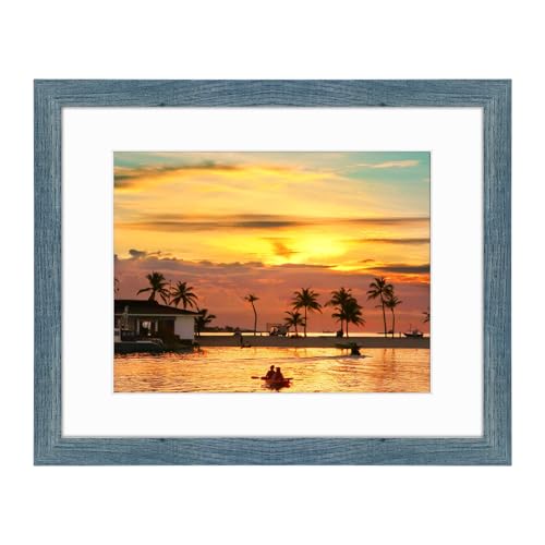 Frametory 11x14 Picture Frame Matted to 8.5x11 Blue, 1 Pack