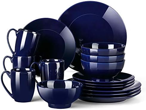 LOVECASA 'Sweet' Porcelain Dinner Set 16-Piece Light Purple Combination Service, Dinnerware Set for 4 People | Dinner Plates, Cups, Dessert Plates and Bowls