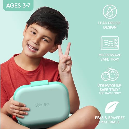 Bentgo Chill Kids Leak-Proof Lunch Box - 4-Compartment Bento Box with Built-In Ice Pack, 3.3 Cup Capacity, PFAS & BPA-Free, Microwave & Dishwasher Safe, Ideal Size for Ages 3 to 7 (Aqua) #2