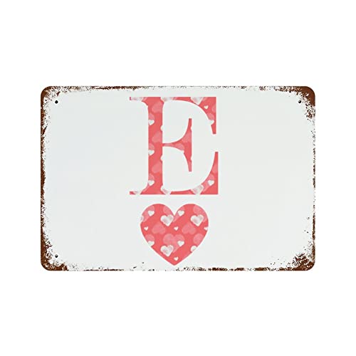 Plaque en métal lettre E cœur : Idée cadeau Saint-Valentin style rétro - 2