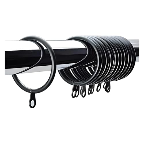 Metal Black Curtain Pole Rings 40mm - Pack of 36 Sliding Eyelet Rings for Large Curtains