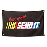 Just Gonna Send It Flag Funny Poster Durable Man Cave Wall Flag with Brass Grommets 3x5 Feet for College Dorm Room Decor,Outdoor,Bedroom, Parties gifts, travel, filming,events,festivals..