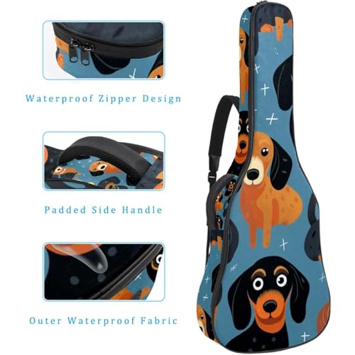 Sac pour guitare acoustique imperméable 42.9 pouces motif teckel coloré