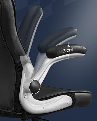 SONGMICS Office Desk Foldable Armrest and High Back,Racing Sport Computer Chair,Black,OBG62BUK, 816632.5 cm