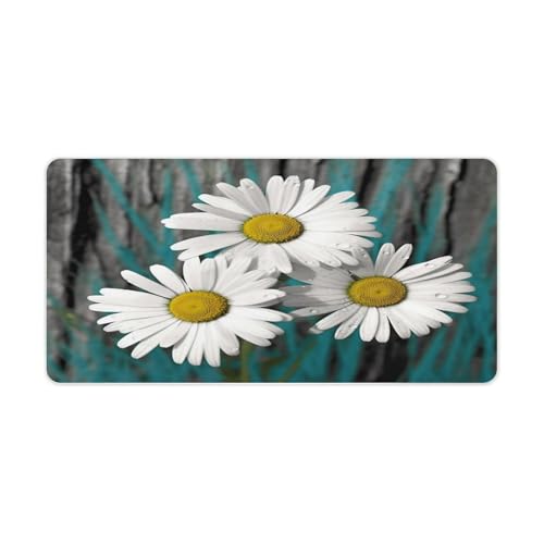 Daisy Flowers Desk Pad Grande con Base Antideslizante
