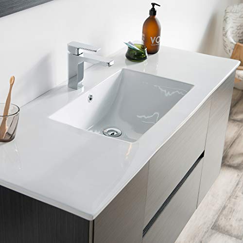 48 Inches Single Bathroom Vanity With Ceramic Sink, 016 48 16S C (48 Inch Single Sink, Silver Grey) #TOP3