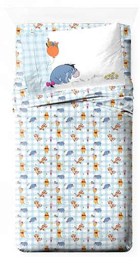 Jay Franco Kids Sheet Set with Fitted, Flat Sheets & Pillow Cover - Ultra-Soft Bedding with Pillowcase for Room Decor, White - Winnie The Pooh, 3 Piece Twin