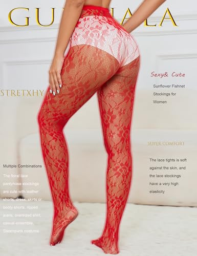 Lace Tights Lace Stockings Sunflower Fishnet Stockings for Women Leggings Floral Pantyhose3