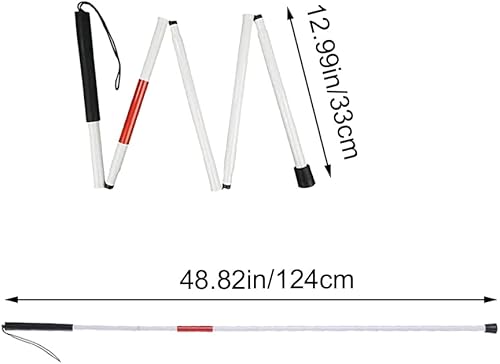 Miniatura 2 de Bastón plegable de aleación de aluminio para caminar de 4 secciones para personas con discapacidad visual ciegas y ancianas, senderismo
