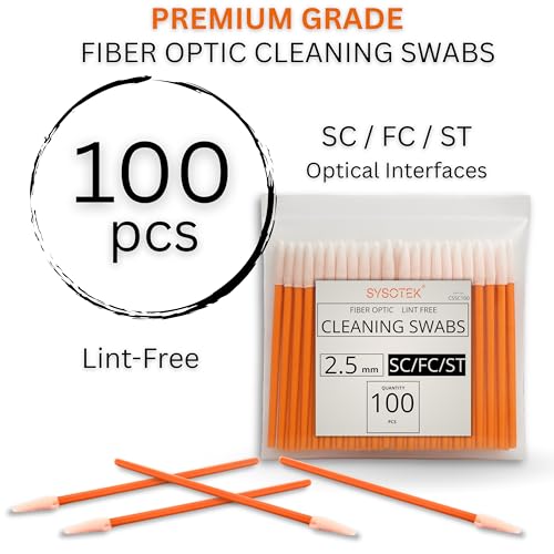 Sysotek Fiber Optic Cleaning Swabs - 100 Pack - SC 2.5mm - for Cleaning Optical Components. Lint Free Anti-Static Swabs, Cleaning Stick for Ports and Adapters, SC Connector Cleaner Tool for Field Use - Thumbnail 2