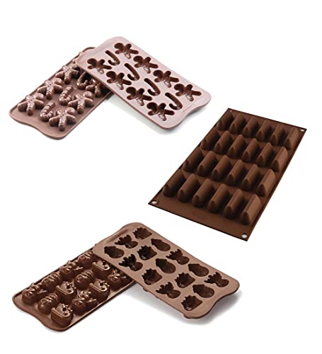 Silikomart - Set Choco Winter, Mr Ginger, Choco Gianduia - Stampi In Silicone Easy Choc