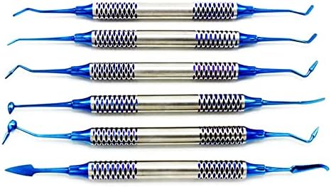 6 pcs Resin Aesthetic Repair Kit Dental Instrument Composite Resin Filling Spatula Titanium Plated Head Filler Thick Handle Restoration Set