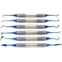 6 pcs Resin Aesthetic Repair Kit Dental Instrument Composite Resin Filling Spatula Titanium Plated Head Filler Thick Handle Restoration Set