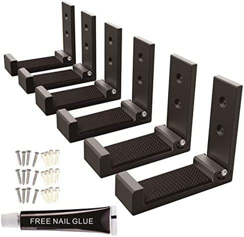 MeetRade Wall Hooks for Hanging Folding Coat Hooks 6 Pack Heavy Duty Wall Mounted Hook Hangers for Key Coat Towel Hat Bag Backpack Headphone in Door Bathroom Closet with Adhesive and Screws (Black)