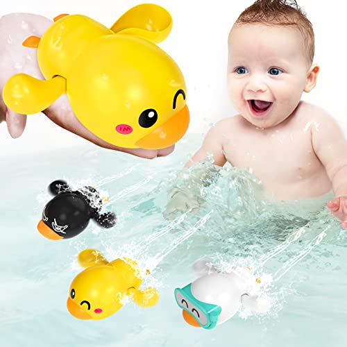 Image of Exorany Bath Toys for Toddlers 1-3, Wind Up Bathtub Toddler Toys for 1 2 3 4 Year Old Boys Girls Gifts, Baby Bath Tub Pool Water Toys, Cute Floating Swim Ducks for Toddlers Age 1-2 2-4