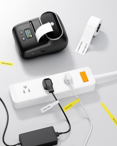 Image of Phomemo White Cable Labels Tape for M110 /M100 /M220 /M108 /M160 Label Printer,1 inch x 1.5 inch + 1.6 inch T (25x38+40mm) Self-Adhesive Cable Label Refills for Office, Home, School,Factory Circuit Box
