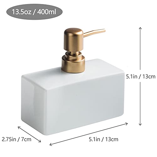 Modern Soap Dispenser With Matte Golden Pump For Bathroom, 13.5 Oz Ceramic Rectangle Lotion Dispenser, Refillable Dish Soap Dispenser (Black) #TOP7