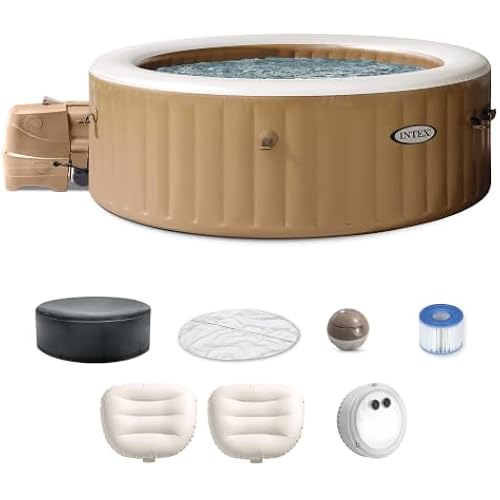 INTEX PureSpa 6 Person Inflatable Hot Tub Bundle w/Energy-Efficient Cover