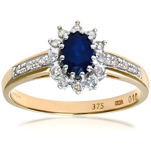 Anillo de Mujer con Oro de 9 quilates con Zafiro y Diamantes