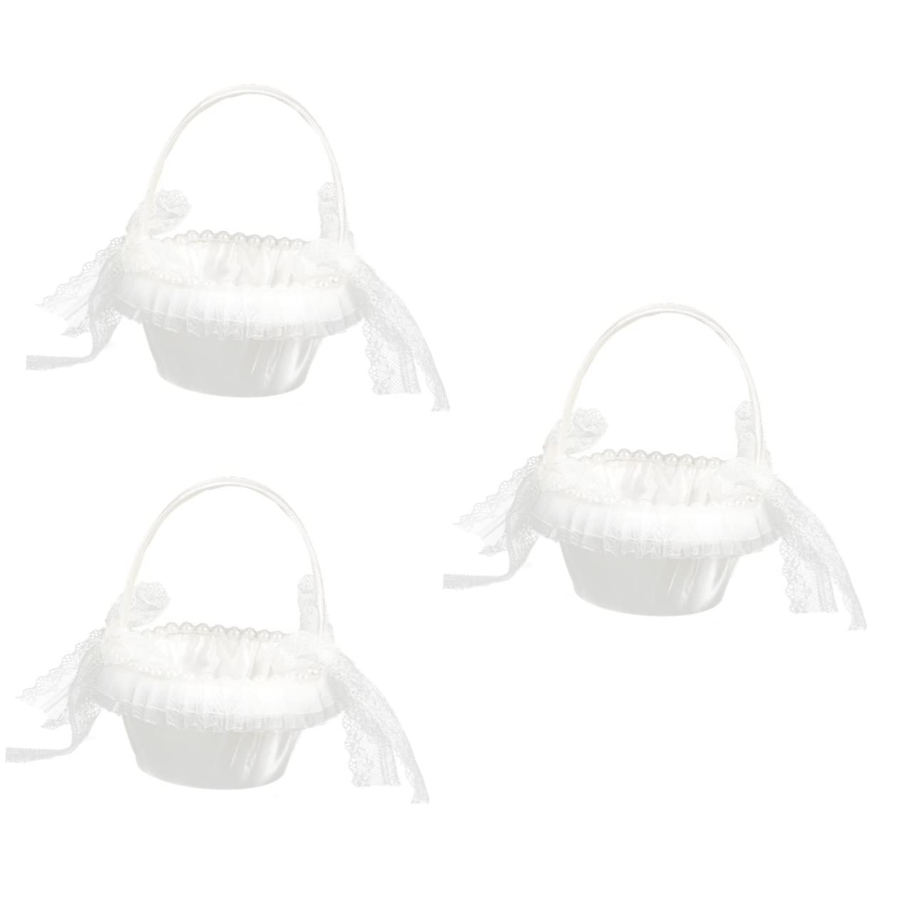 Parliky Parliky 3 Piezas Cesta de flores de encaje cesta porta anillos cesta de almacenamiento de boda wedding casamento decoração decoración cesta de de boda suministros de boda cordón