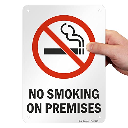 Panneau No Smoking On Premises signalisation extérieure aluminium 7x25,4cm