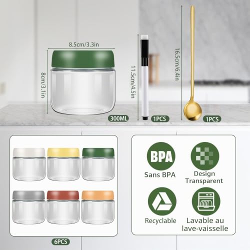 Alitree 6 Pièces Pot Overnight Oat Verre,300ml Overnight Oats Jar – vue 2
