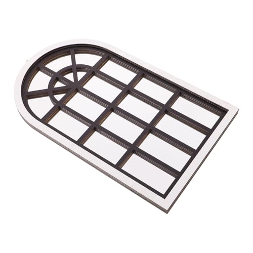 SHINEOFI Espejo de Pared Decorativo Estilo Gótico Pequeño 30 X 18 Cm con Marco de Madera Rústica, Espejo Arqueado Ventana Imitación para Sala de Estar, Dormitorio y Entrada