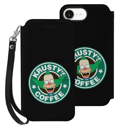 iPhone 16 E用 ケース 手帳型 ザ・シンプソンズ コーヒー Iphone16用カバー アイフォン16 用 ケース スマホケース おしゃれ 人気 財布型 PUレザー 携帯カバー カード収納 スタンド機能